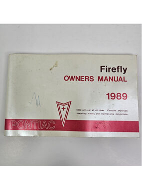 1989 Pontiac Firefly Owner’s Manual GM Canada Original Booklet 52361768